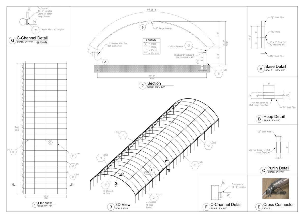 GFS Greenhouse (30'x96') Green Fox Supply