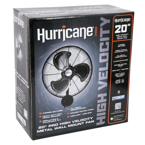 Hurricane - Pro High Velocity Oscillating Metal Wall Mount Fan