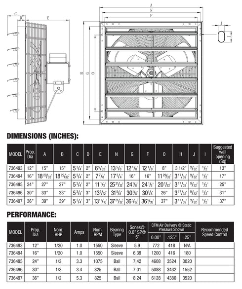 Hurricane - Pro Shutter Exhaust Fan