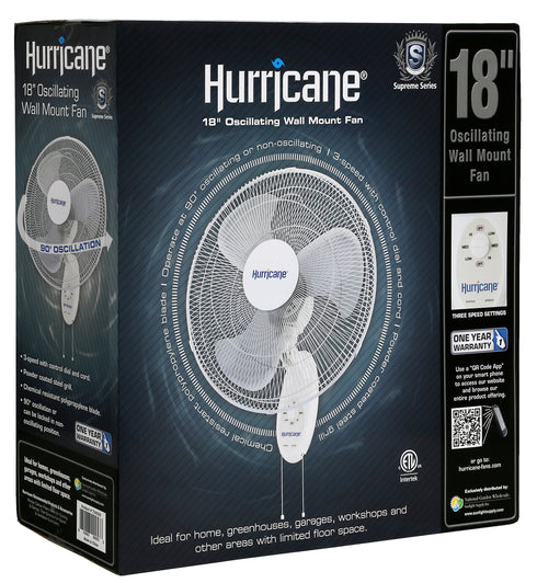 Hurricane - Supreme Oscillating Wall Mount Fan